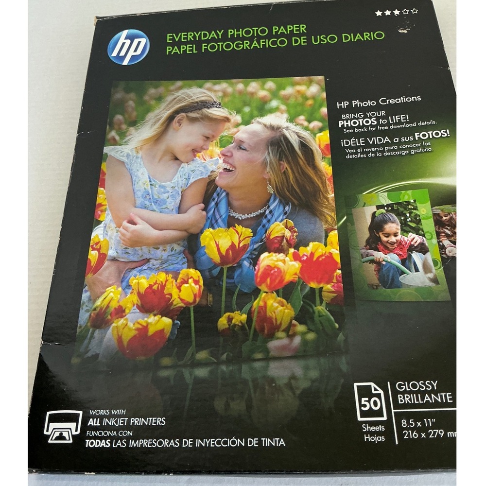 HP Everyday Photo Paper Glossy Inkjet 8.5x11 Aprox. 40 Sheets Q8723A 53lb 200gsm